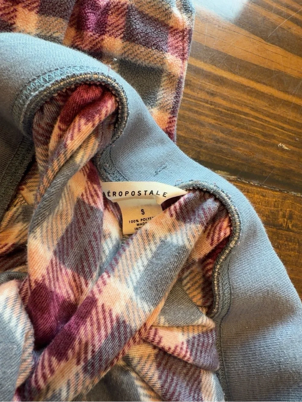 Aeropostale Kids Plaid Fleece Pajama Bottoms - Blue & Purple